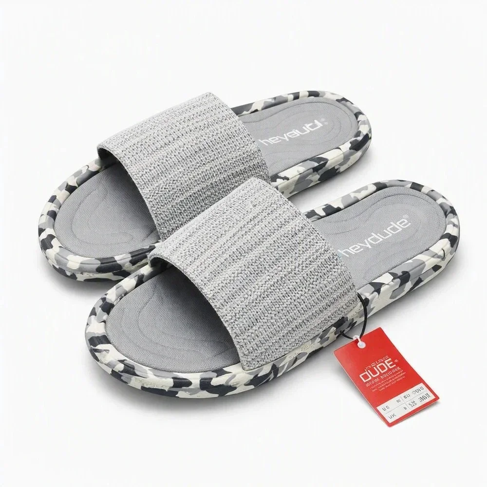 NEW Hey Dude Phoenix Tri Ghost Slide Sandals Gray Camo Trim Size 9 Men's Comfort